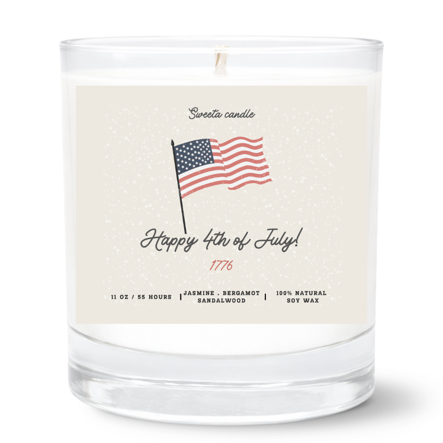 Happy 4th of July Luxury Soy Candle – Jasmine, Bergamot & Sandalwood (11 oz)