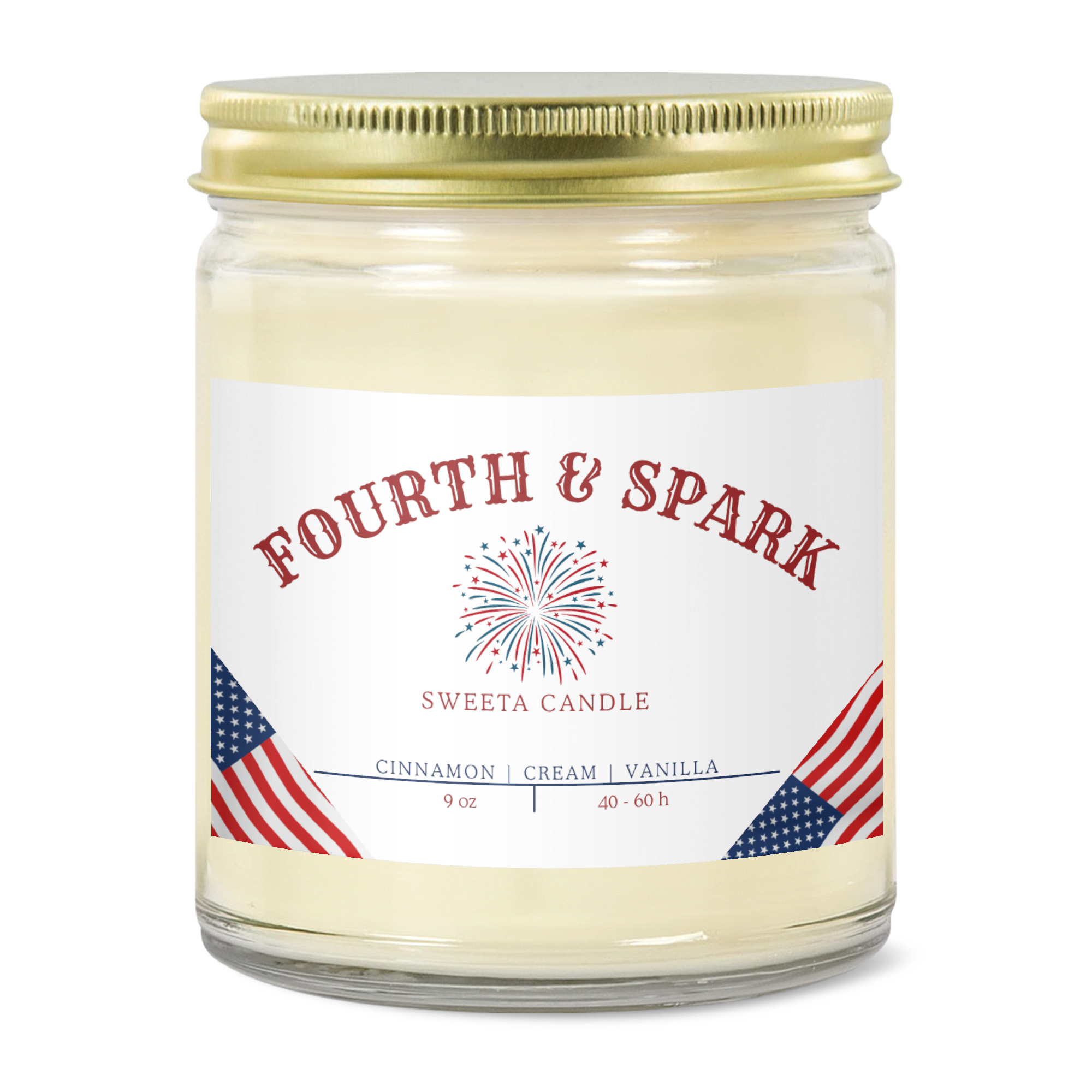 Fourth & Spark Holiday Soy Candle – Cinnamon, Cream & Vanilla (9 oz)