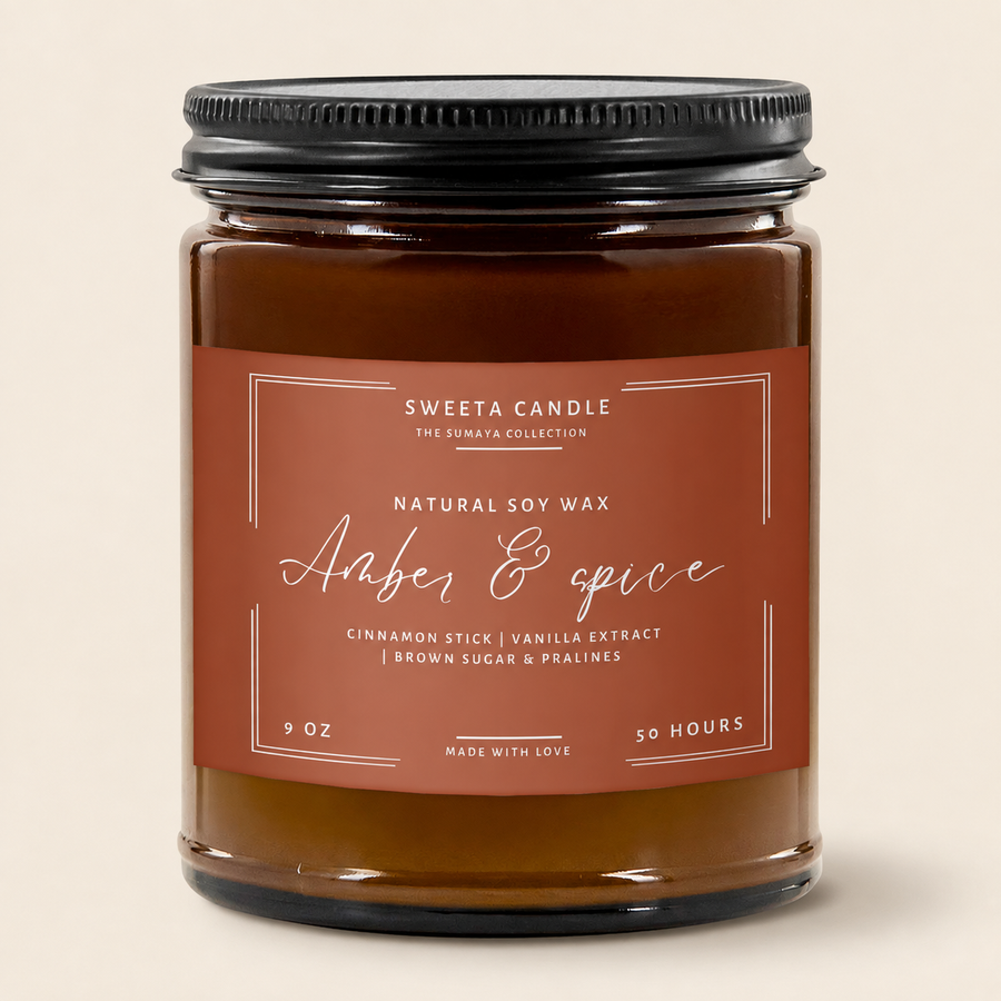 Amber + Spice Soy Candle | Sweeta Candle
