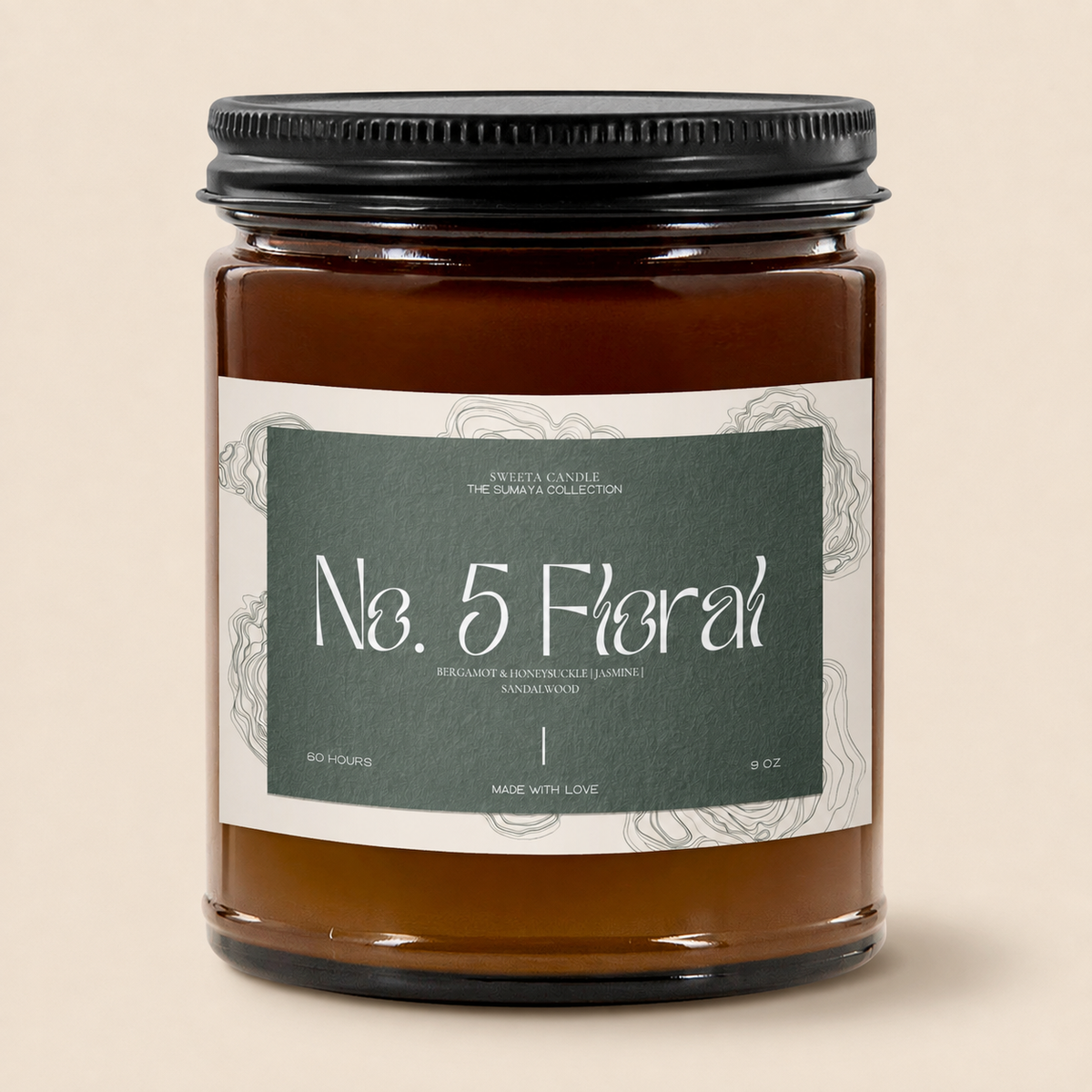 No. 5 Floral Soy Candle | Sweeta Candle