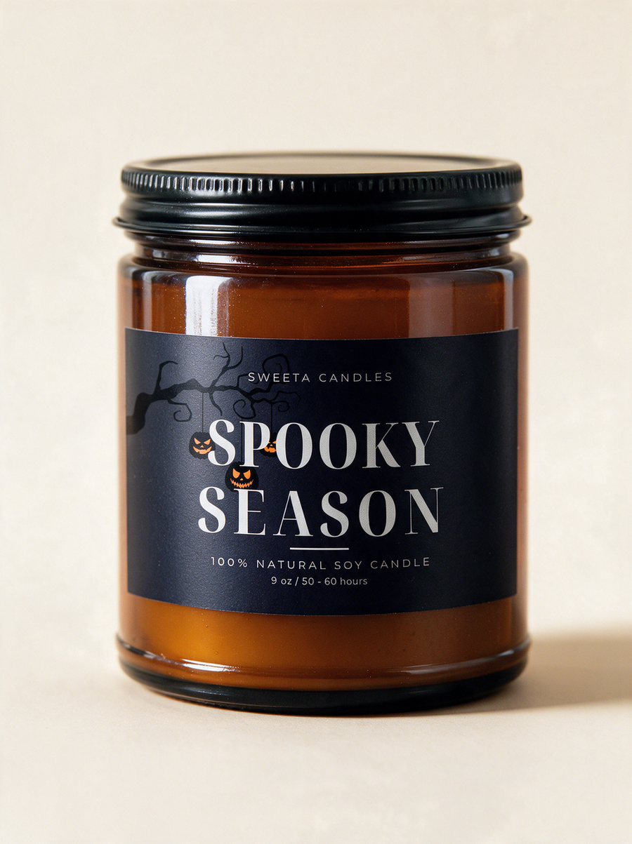 Spooky Season Soy Candle | 9oz Halloween Amber Jar Candle