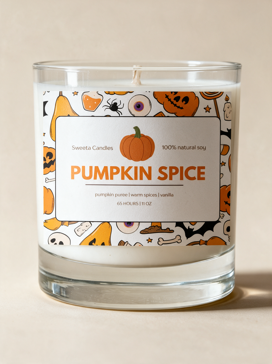Pumpkin Spice Soy Candle | 11oz Clear Tumbler Halloween Candle