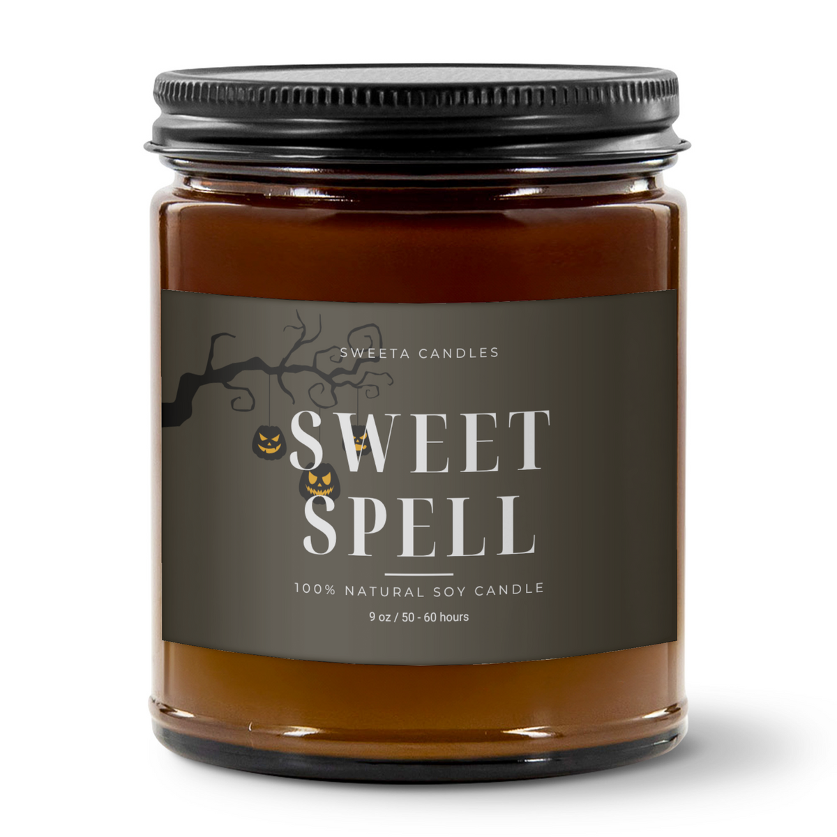 Sweet Spell Soy Candle | 9oz Halloween Amber Jar Candle
